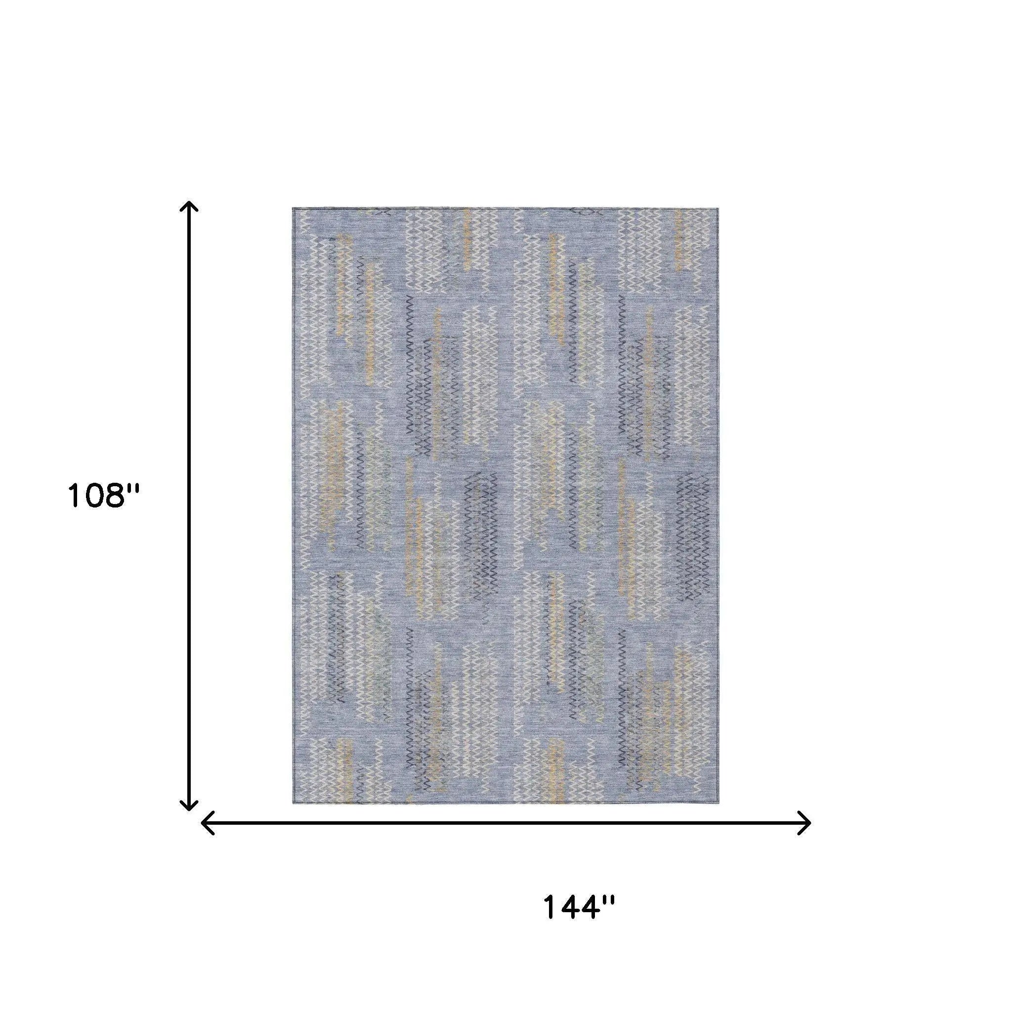 9' X 12' Blue And Silver Abstract Washable Indoor Outdoor Area Rug Homeroots Outdoor