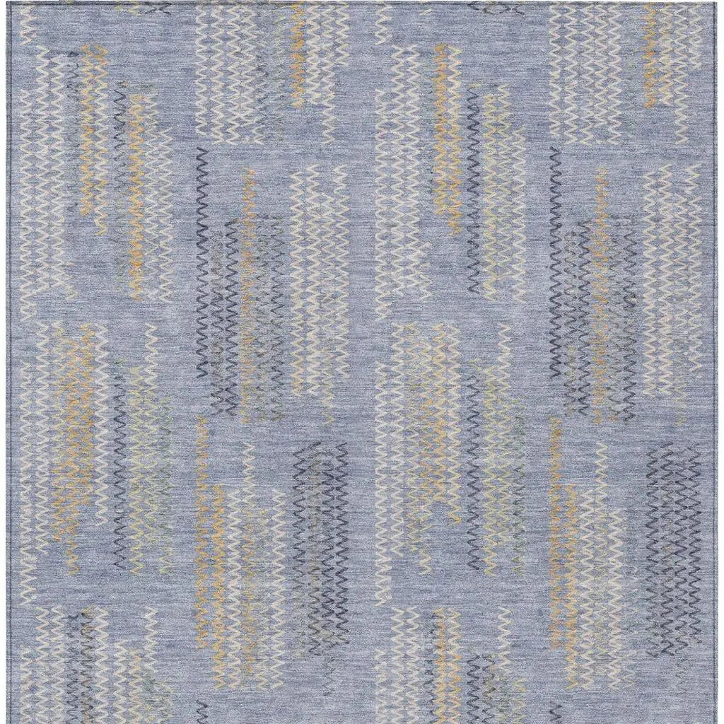 9' X 12' Blue And Silver Abstract Washable Indoor Outdoor Area Rug Homeroots Outdoor