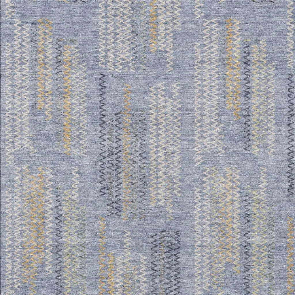 9' X 12' Blue And Silver Abstract Washable Indoor Outdoor Area Rug Homeroots Outdoor