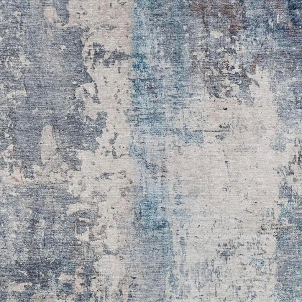 9' X 12' Blue And Silver Abstract Washable Indoor Outdoor Area Rug Homeroots Outdoor