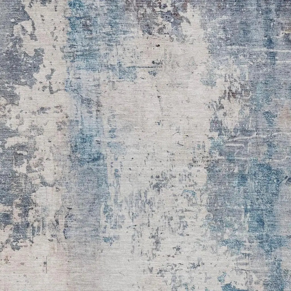 9' X 12' Blue And Silver Abstract Washable Indoor Outdoor Area Rug Homeroots Outdoor