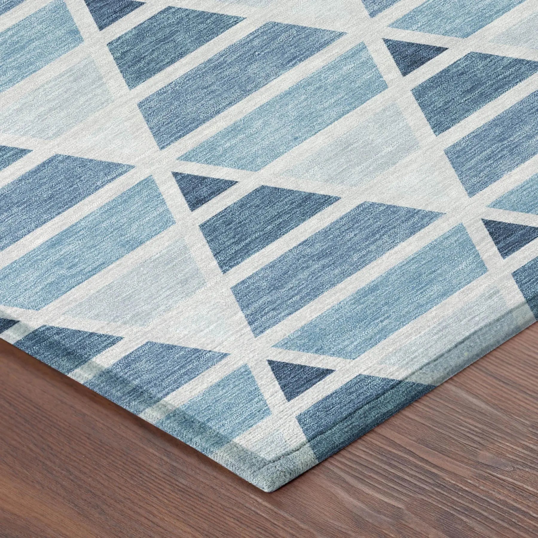 9' X 12' Blue And Silver Geometric Washable Indoor Outdoor Area Rug Homeroots Outdoor