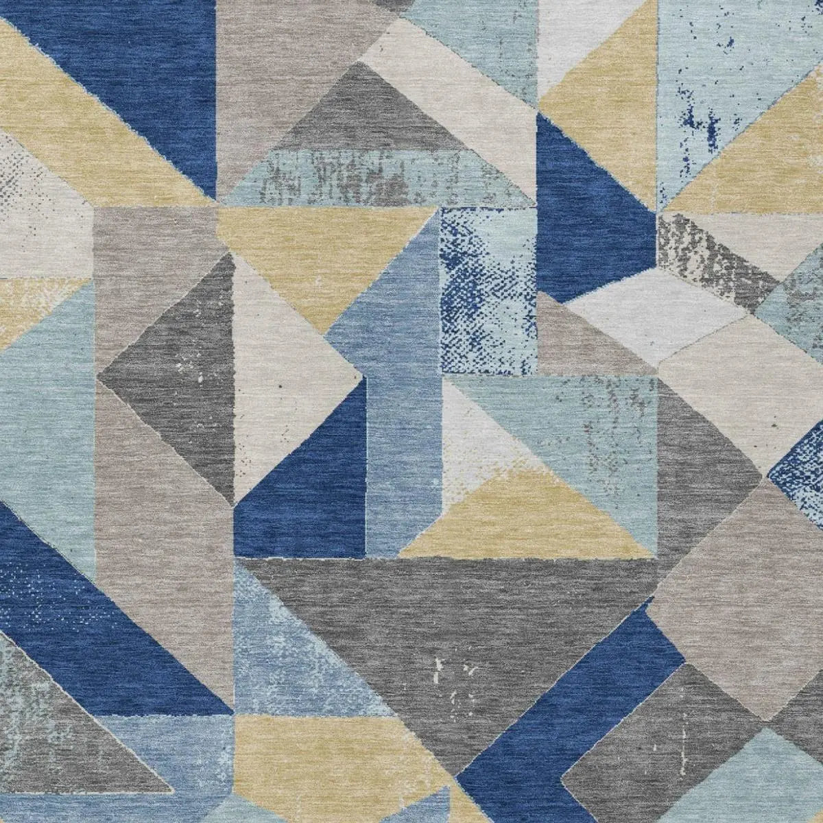 9' X 12' Blue And Silver Geometric Washable Indoor Outdoor Area Rug Homeroots Outdoor