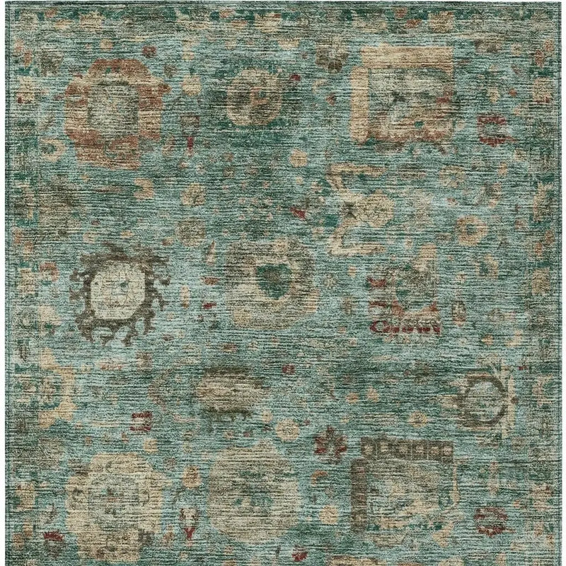 9' X 12' Blue And Teal Blue Abstract Washable Indoor Outdoor Area Rug Homeroots Outdoor