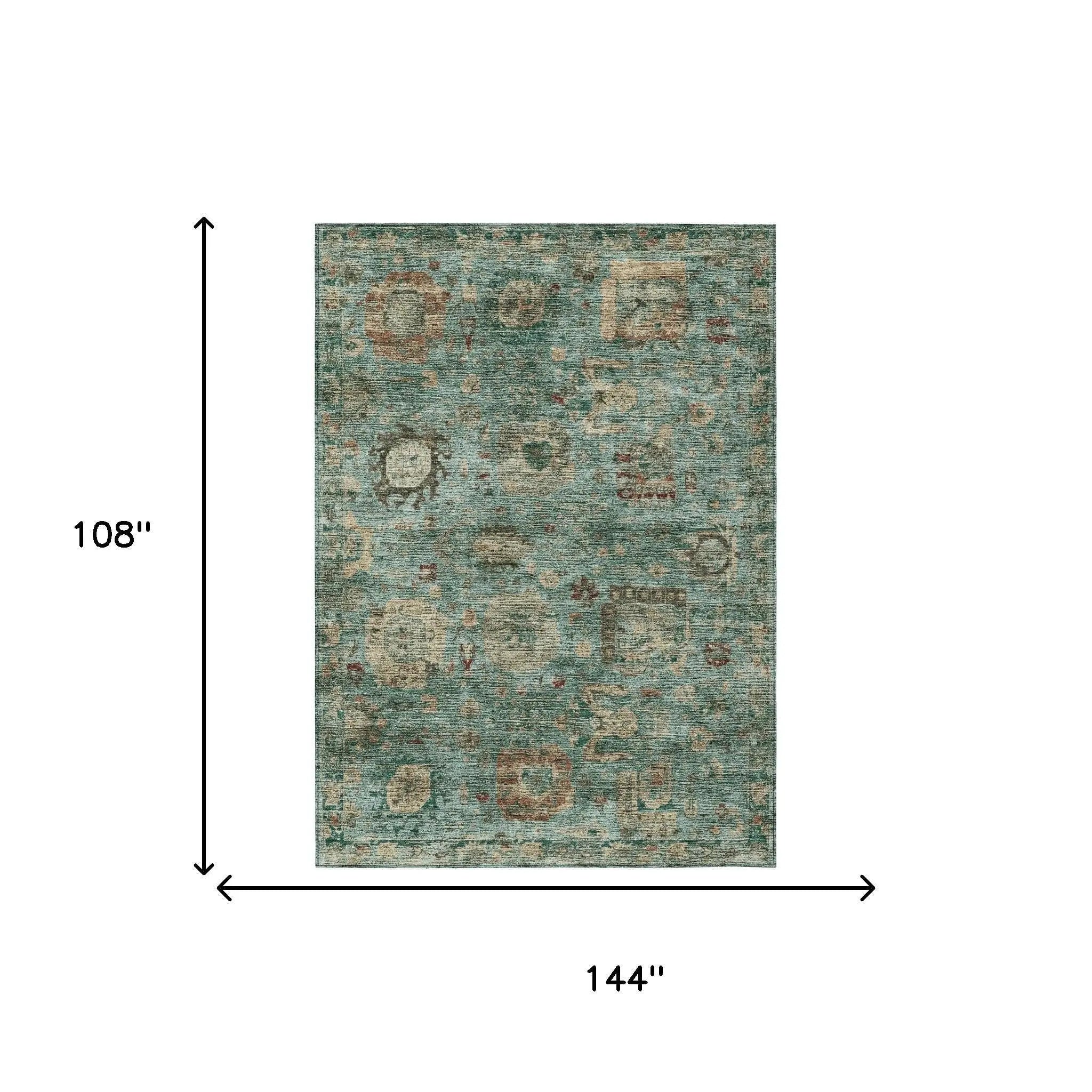9' X 12' Blue And Teal Blue Abstract Washable Indoor Outdoor Area Rug Homeroots Outdoor