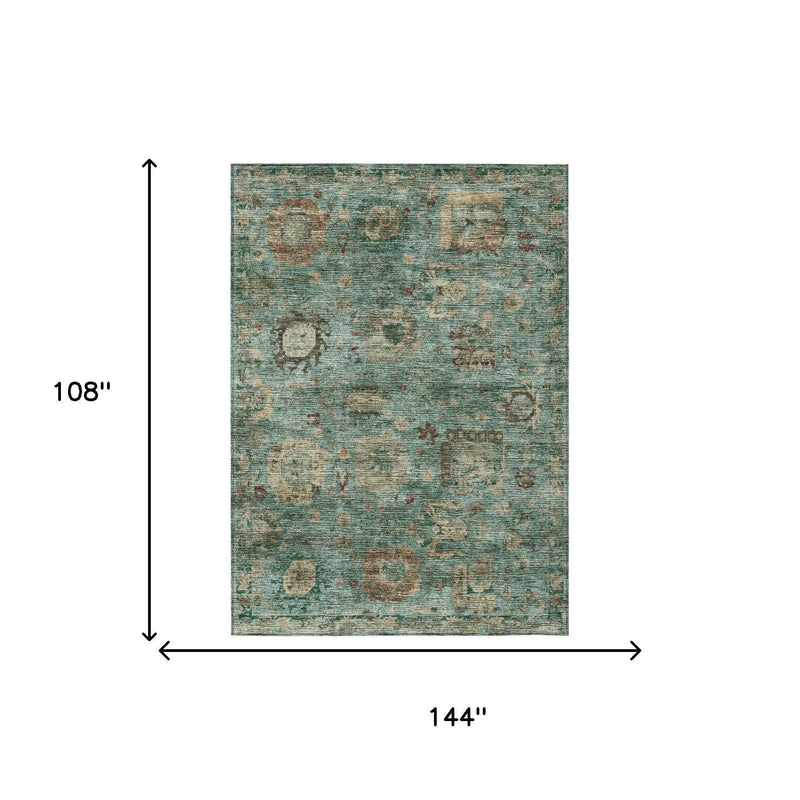 9' X 12' Blue And Teal Blue Abstract Washable Indoor Outdoor Area Rug Homeroots Outdoor