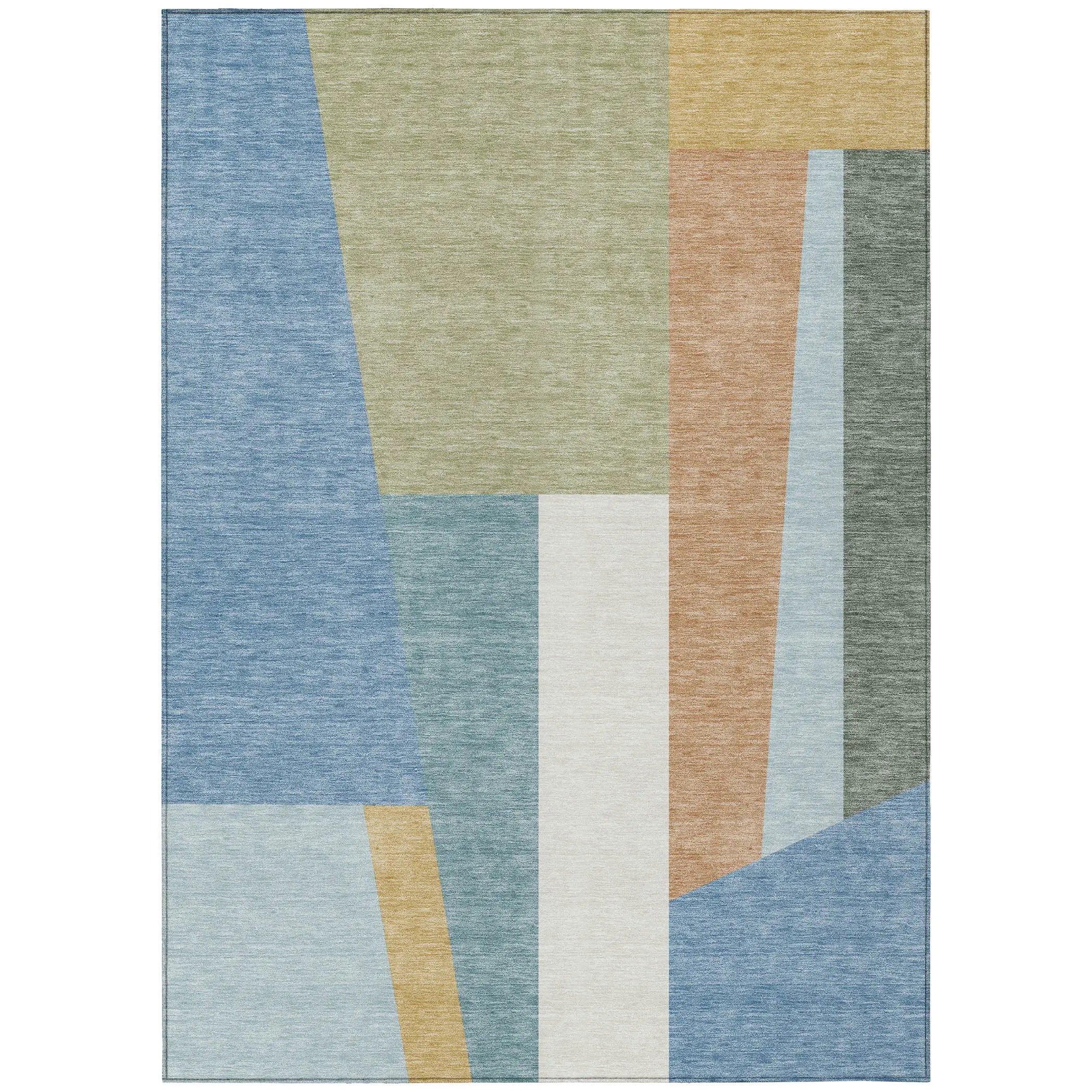 9' X 12' Blue And Teal Blue Geometric Washable Indoor Outdoor Area Rug Homeroots Outdoor