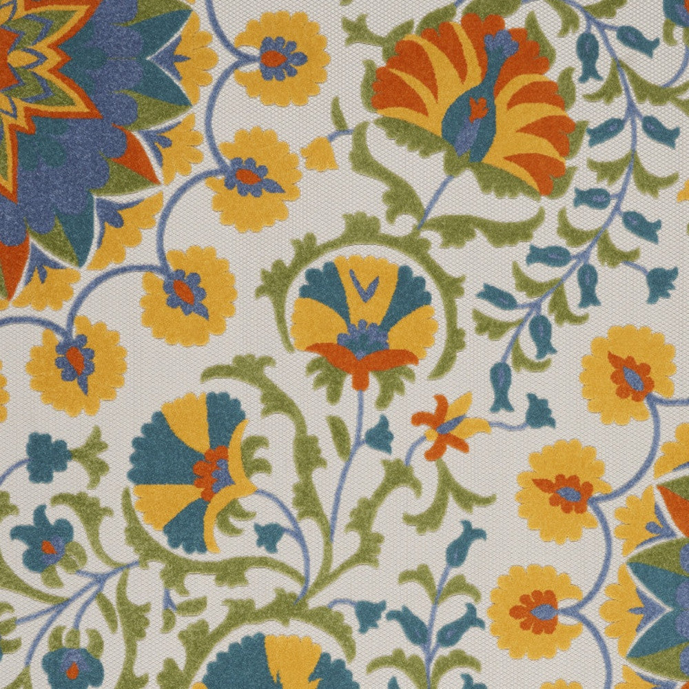 9' X 12' Blue And Yellow Indoor Outdoor Area Rug - GreatEagleInc
