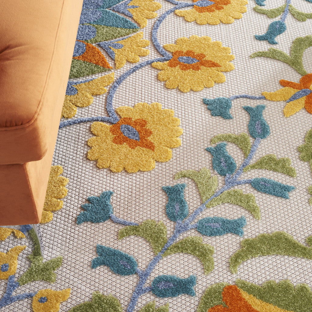 9' X 12' Blue And Yellow Indoor Outdoor Area Rug - GreatEagleInc