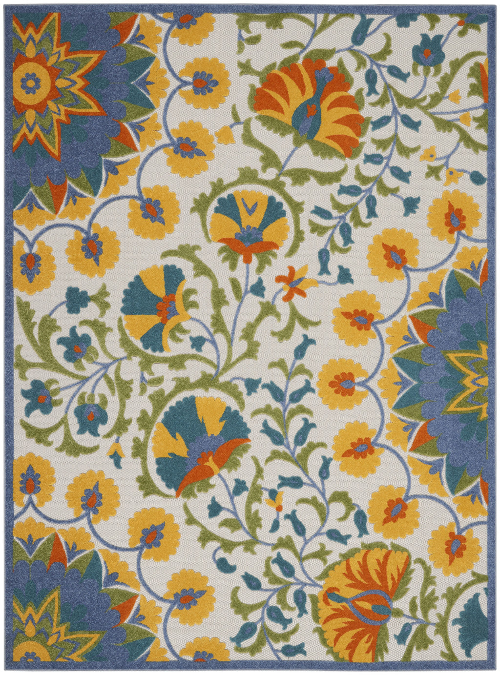9' X 12' Blue And Yellow Indoor Outdoor Area Rug - GreatEagleInc