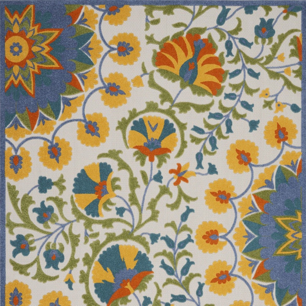 9' X 12' Blue And Yellow Indoor Outdoor Area Rug - GreatEagleInc