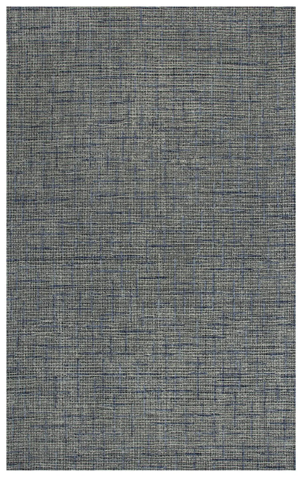 9' X 12' Blue Dark Blue Black And Ivory Wool Checkered Hand Tufted Area Rug Homeroots Home Decor
