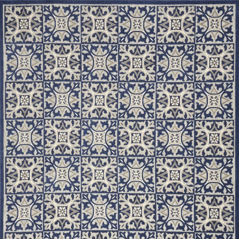 9' X 12' Blue Fleur De Lis Stain Resistant Non Skid Area Rug Homeroots Outdoor
