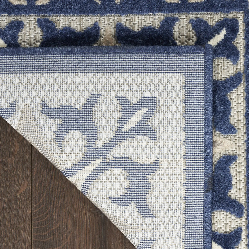 9' X 12' Blue Fleur De Lis Stain Resistant Non Skid Area Rug Homeroots Outdoor