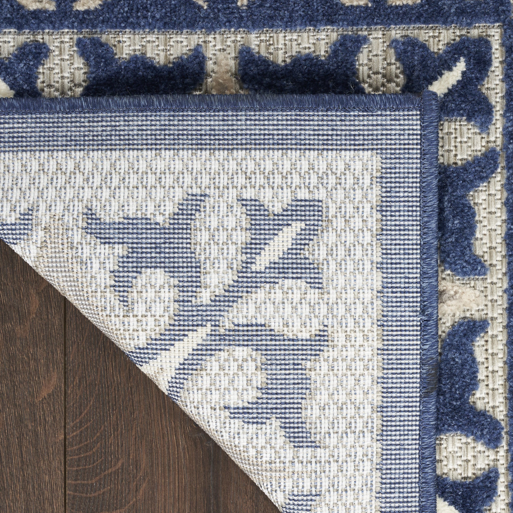 9' X 12' Blue Fleur De Lis Stain Resistant Non Skid Area Rug Homeroots Outdoor