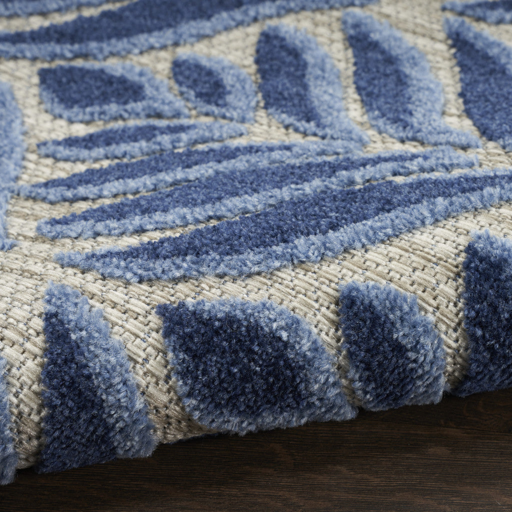 9' X 12' Blue Floral Stain Resistant Non Skid Area Rug Homeroots Outdoor