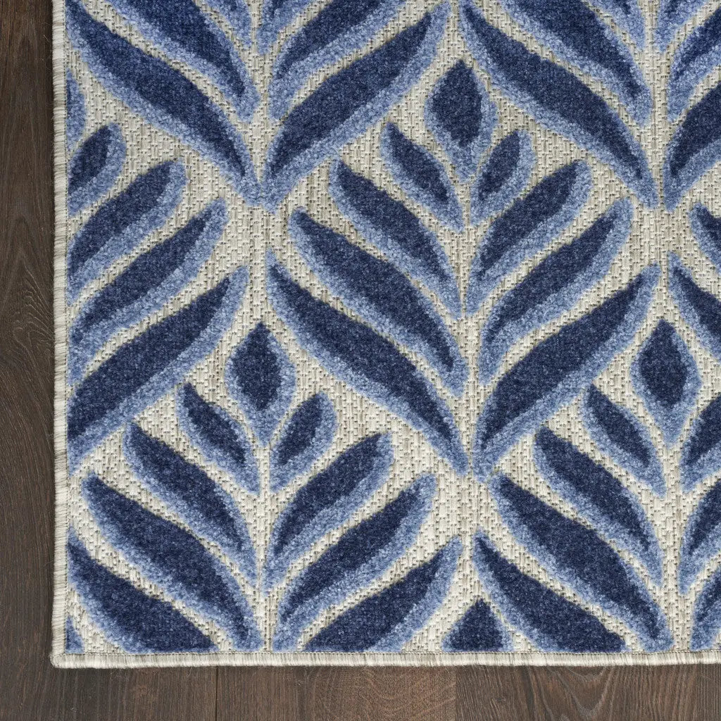 9' X 12' Blue Floral Stain Resistant Non Skid Area Rug Homeroots Outdoor