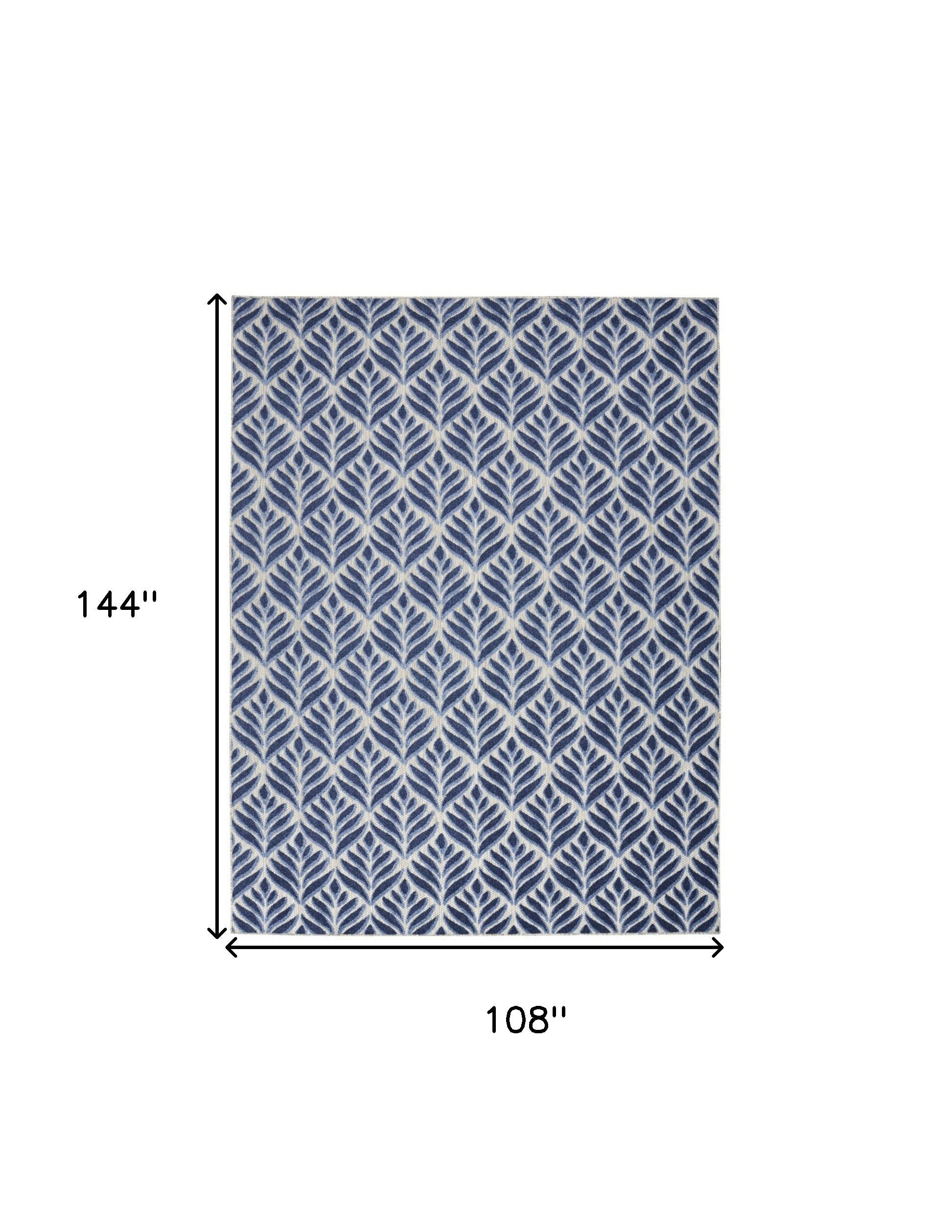 9' X 12' Blue Floral Stain Resistant Non Skid Area Rug Homeroots Outdoor