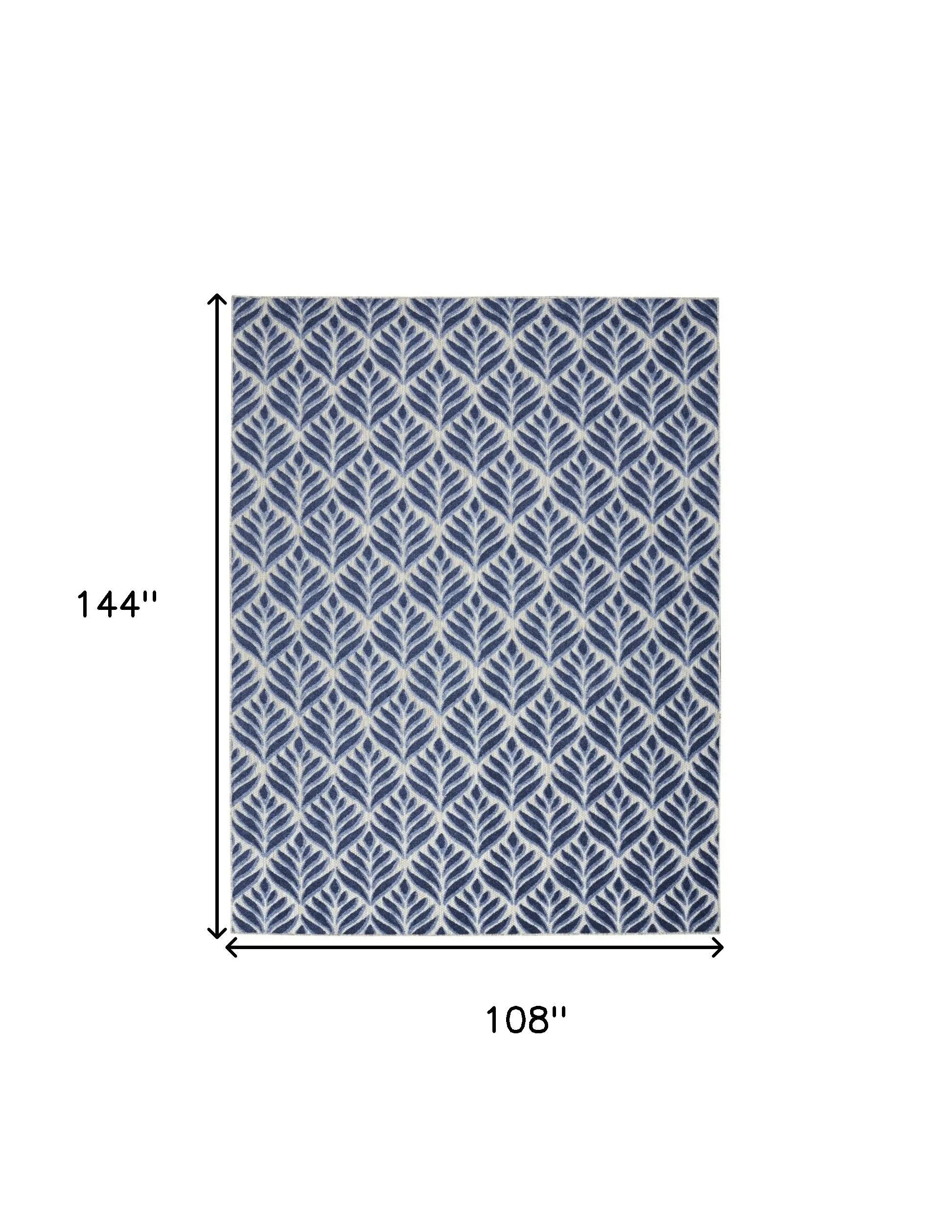 9' X 12' Blue Floral Stain Resistant Non Skid Area Rug Homeroots Outdoor
