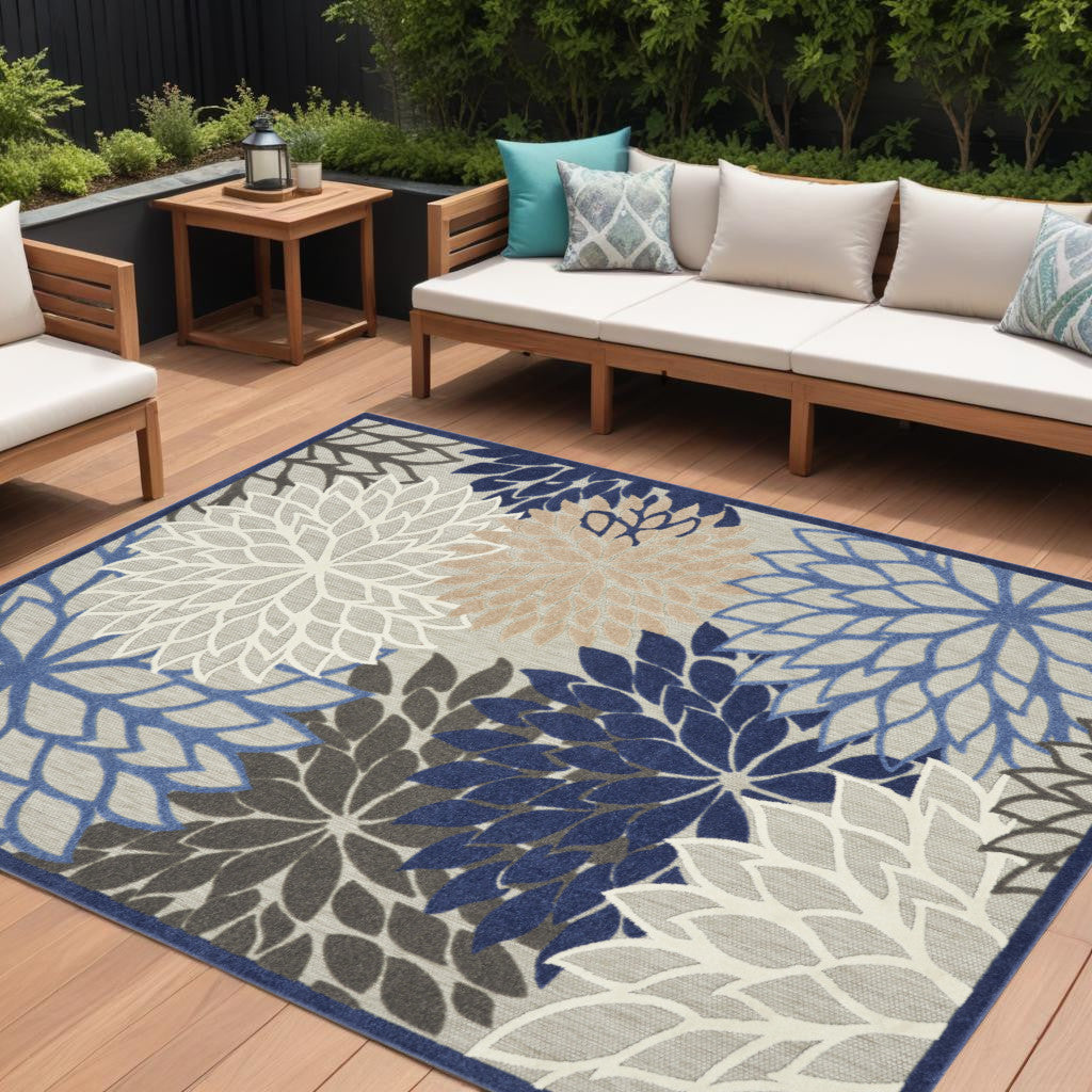 9' X 12' Blue Indoor Outdoor Area Rug - GreatEagleInc