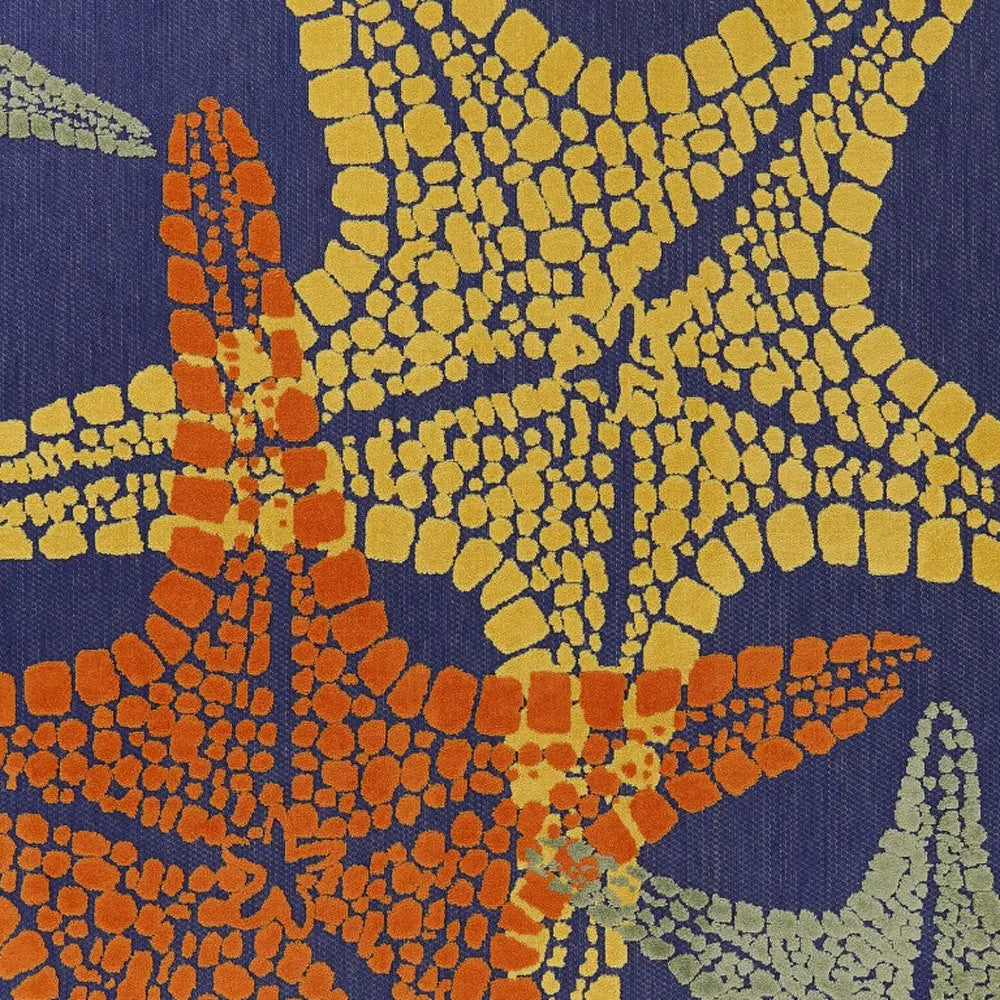 9' X 12' Blue Yellow And Orange Starfish Indoor Outdoor Area Rug Homeroots Outdoor