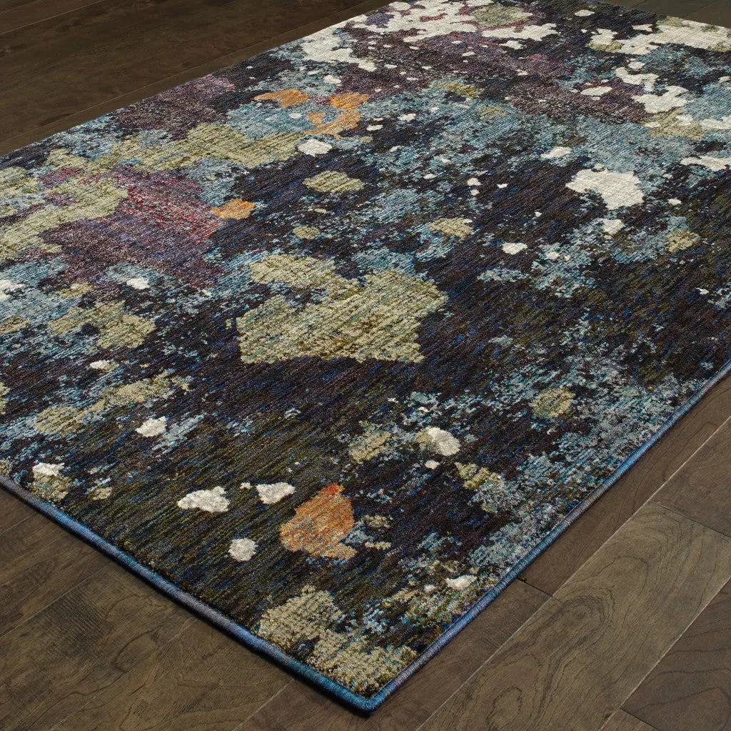 9' X 12' Blue and Green Abstract Power Loom Area Rug Homeroots Home Decor