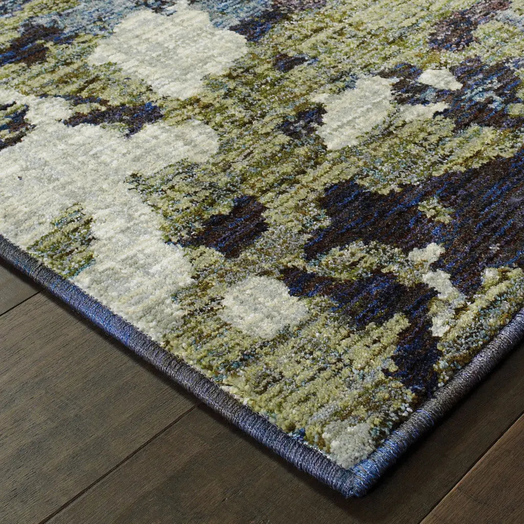 9' X 12' Blue and Green Abstract Power Loom Area Rug Homeroots Home Decor