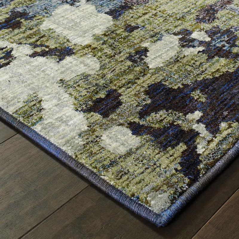 9' X 12' Blue and Green Abstract Power Loom Area Rug Homeroots Home Decor