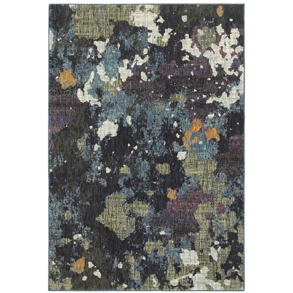 9' X 12' Blue and Green Abstract Power Loom Area Rug Homeroots Home Decor
