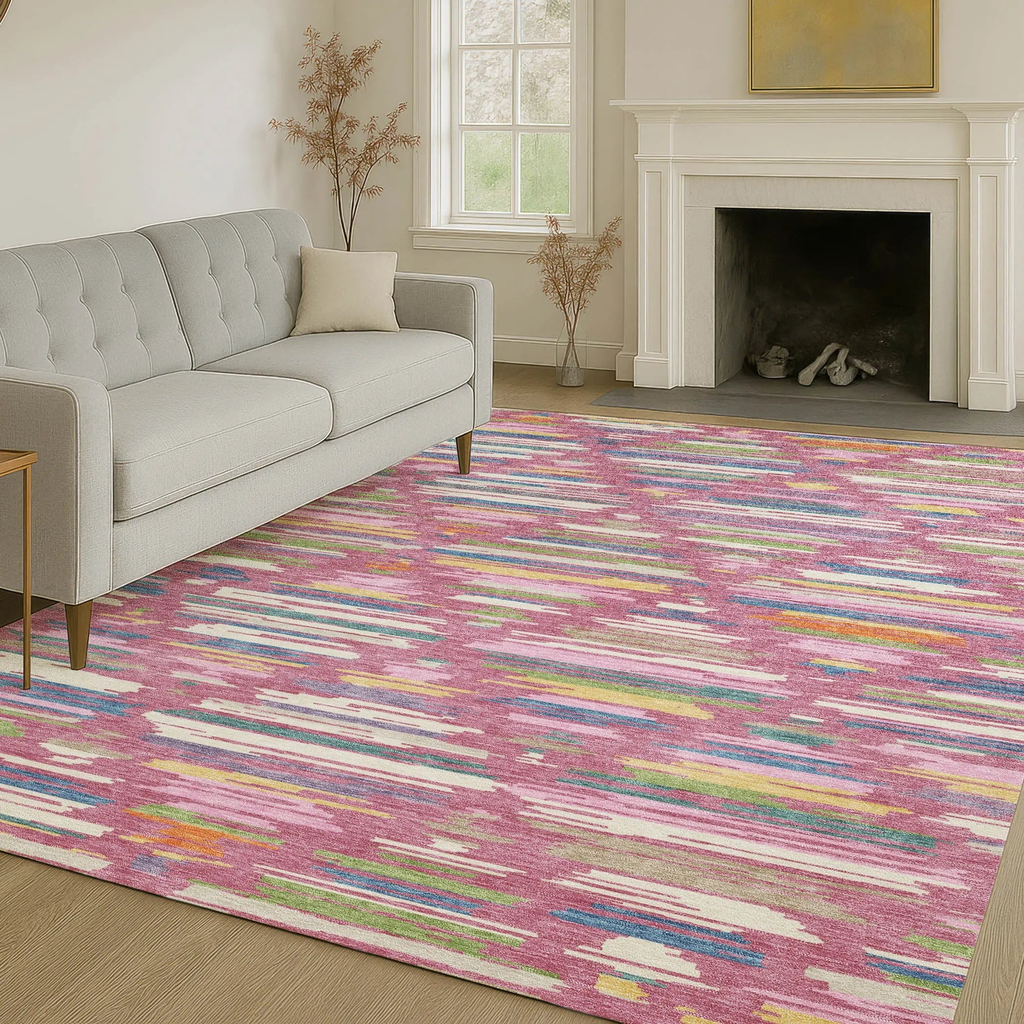9' X 12' Blush And Ivory Southwestern Washable Indoor Outdoor Area Rug Homeroots Outdoor