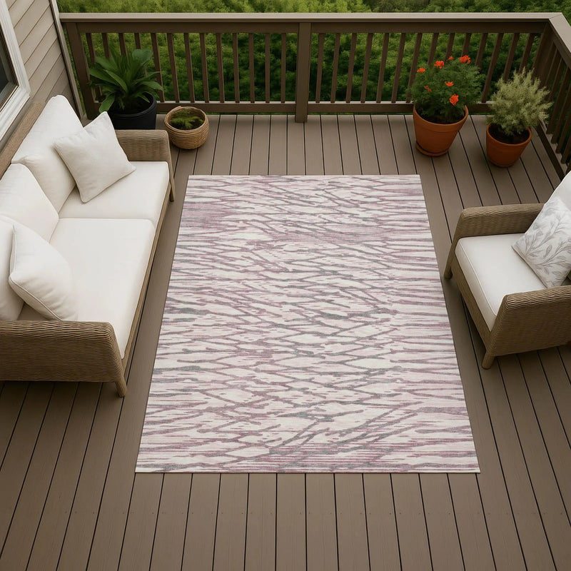 9' X 12' Blush And Pink Abstract Washable Indoor Outdoor Area Rug Homeroots Outdoor