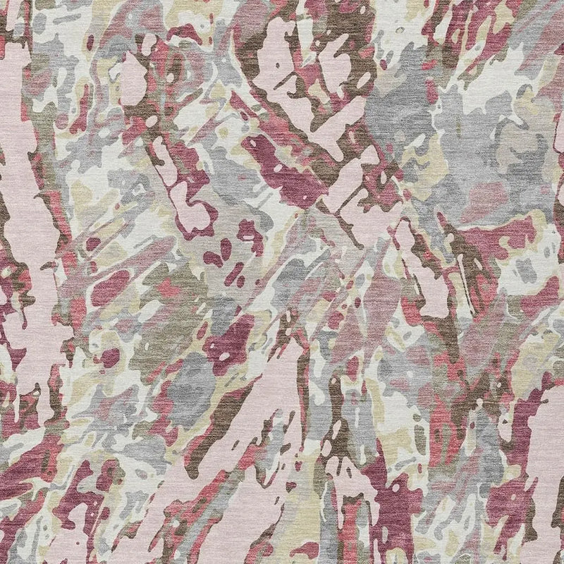 9' X 12' Blush And Pink Abstract Washable Indoor Outdoor Area Rug Homeroots Outdoor