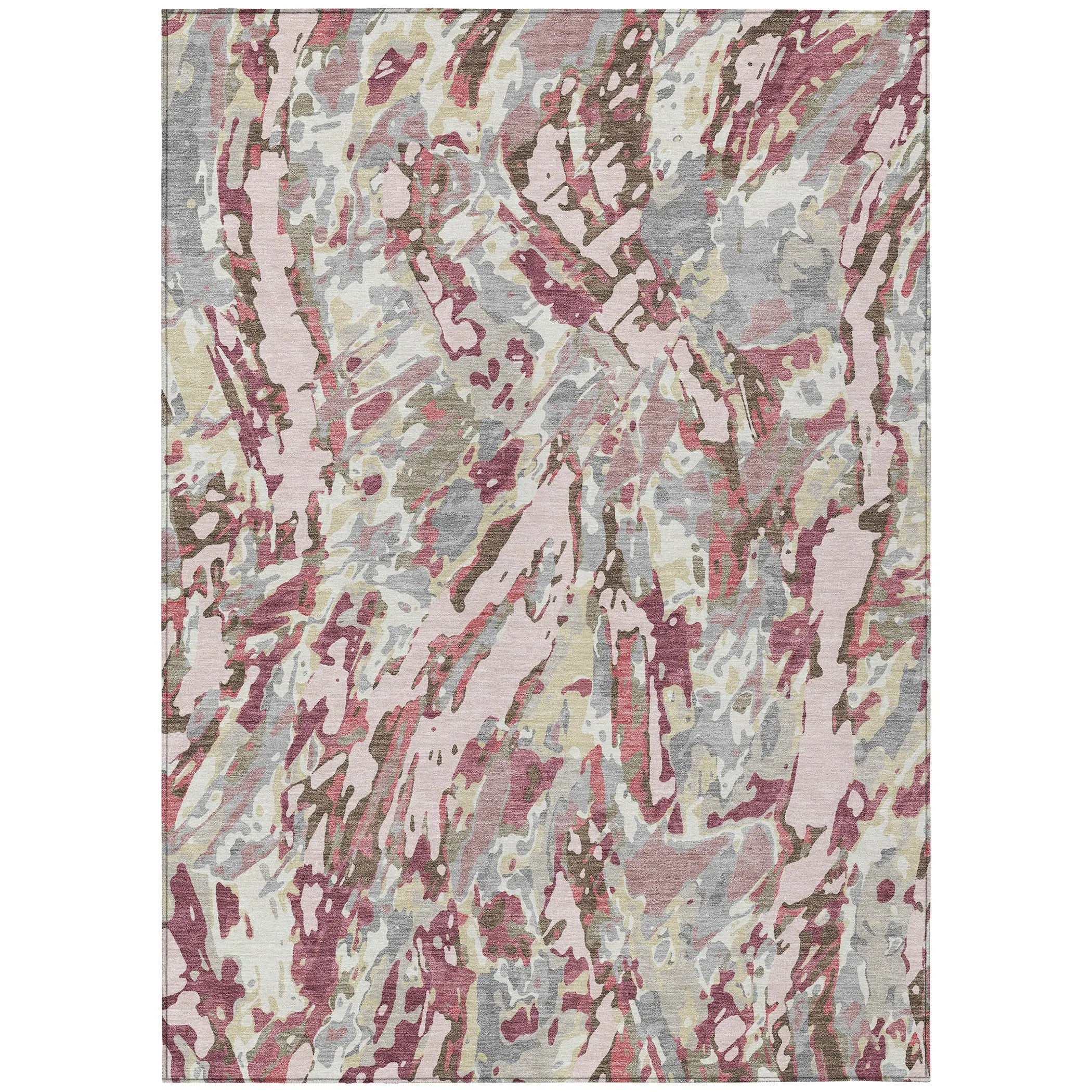 9' X 12' Blush And Pink Abstract Washable Indoor Outdoor Area Rug Homeroots Outdoor