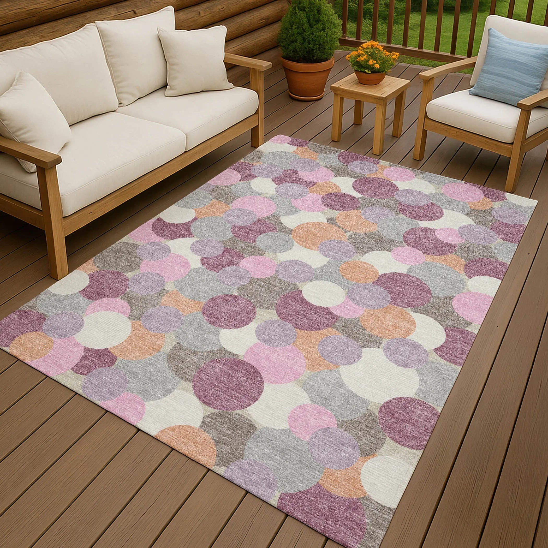 9' X 12' Blush And Pink Geometric Washable Indoor Outdoor Area Rug Homeroots Outdoor