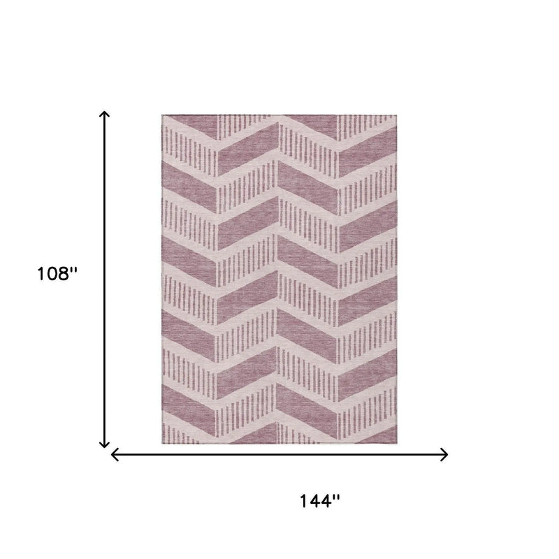 9' X 12' Blush And Pink Geometric Washable Indoor Outdoor Area Rug Homeroots Outdoor