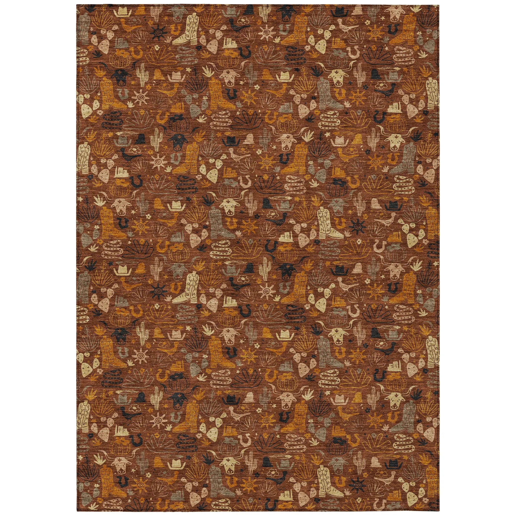 9' X 12' Brick Red And Red Stars Washable Indoor Outdoor Area Rug Homeroots Outdoor