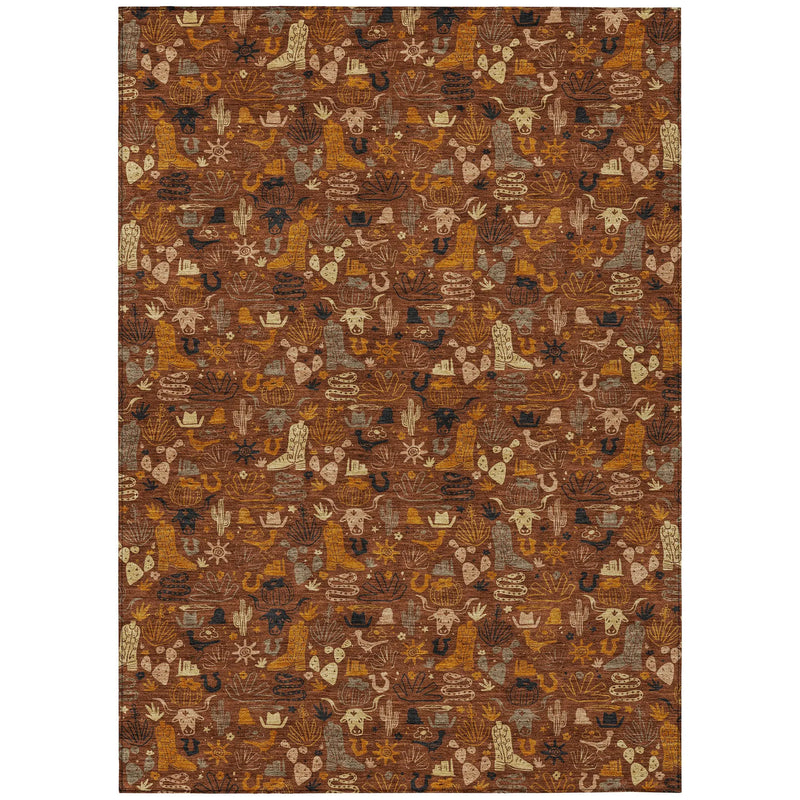 9' X 12' Brick Red And Red Stars Washable Indoor Outdoor Area Rug Homeroots Outdoor
