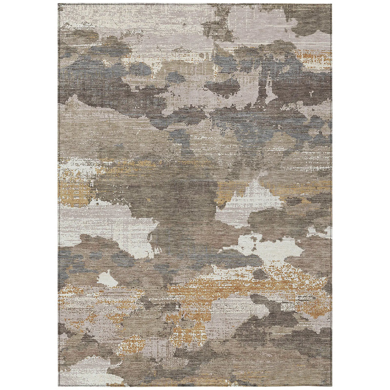 9' X 12' Brown And Beige Abstract Washable Indoor Outdoor Area Rug Homeroots Outdoor