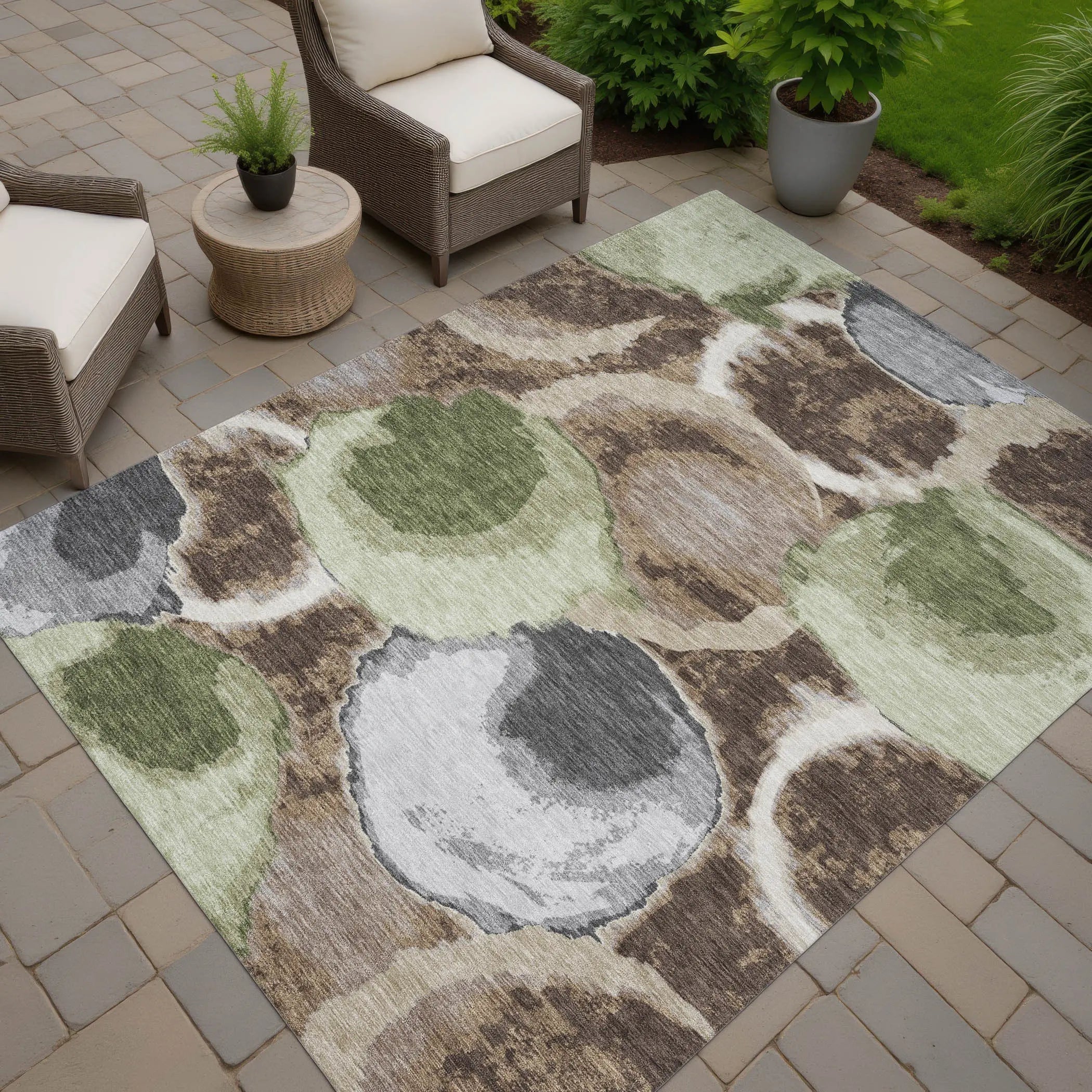 9' X 12' Brown And Beige Abstract Washable Indoor Outdoor Area Rug Homeroots Outdoor