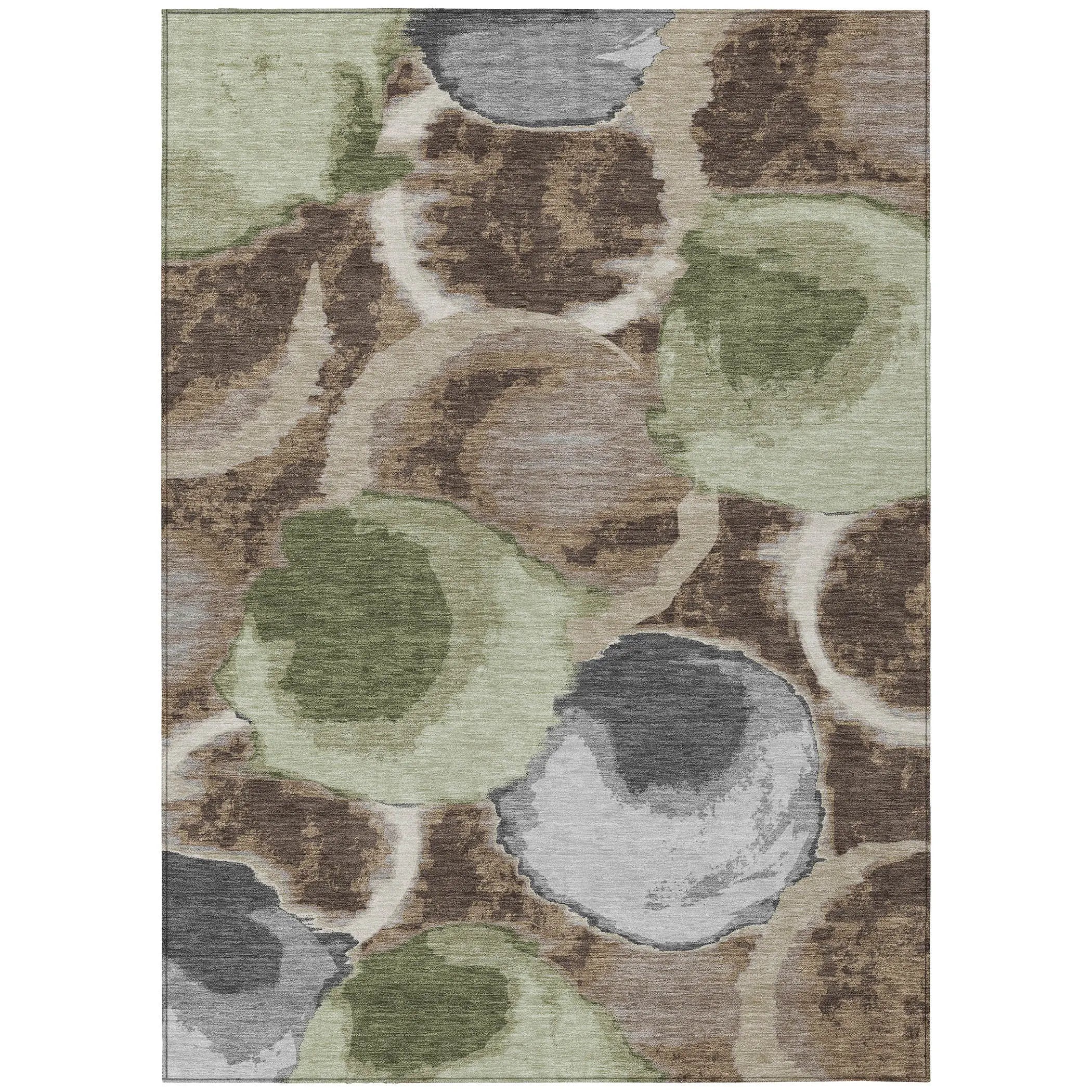 9' X 12' Brown And Beige Abstract Washable Indoor Outdoor Area Rug Homeroots Outdoor