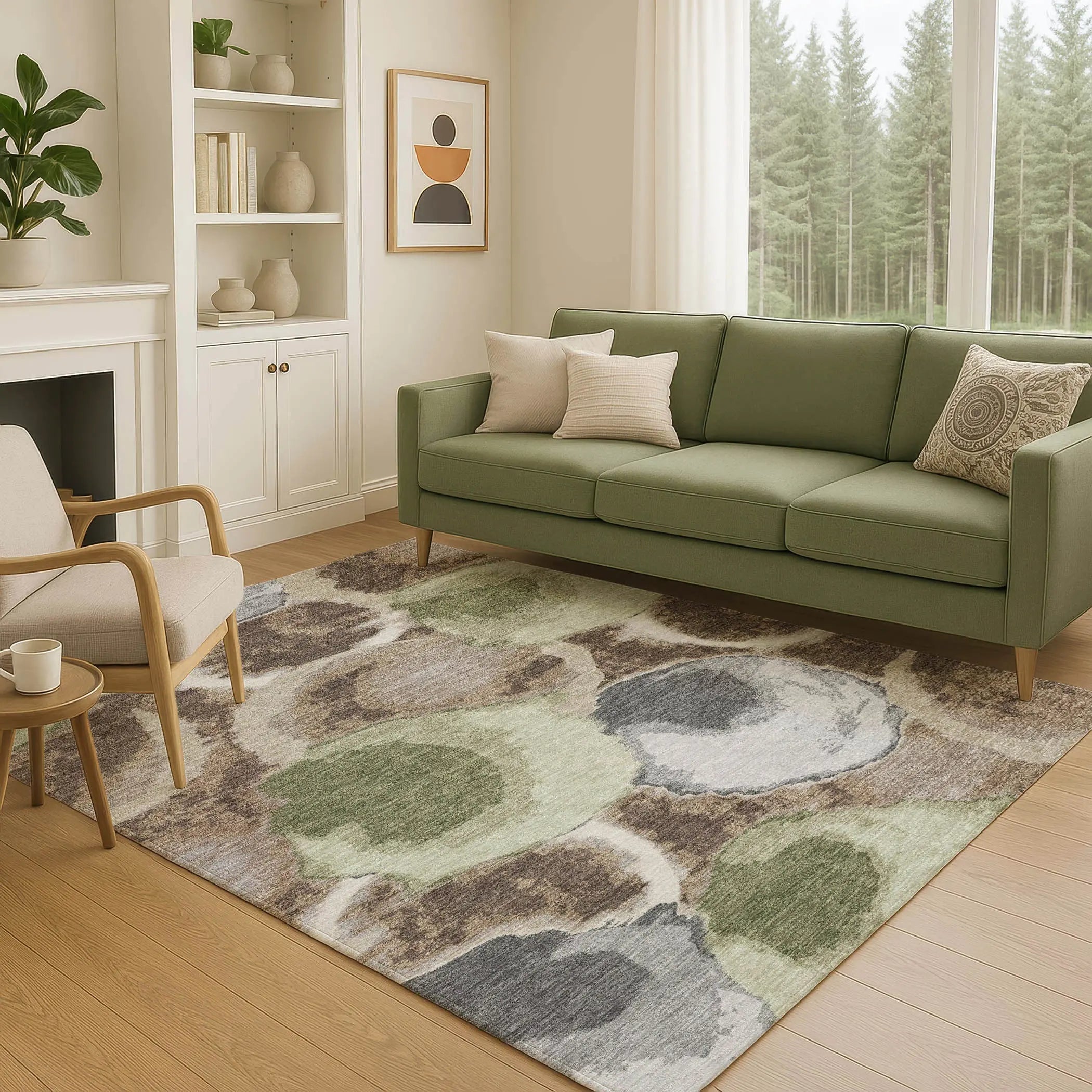 9' X 12' Brown And Beige Abstract Washable Indoor Outdoor Area Rug Homeroots Outdoor