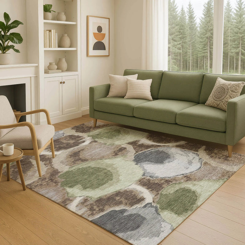 9' X 12' Brown And Beige Abstract Washable Indoor Outdoor Area Rug Homeroots Outdoor