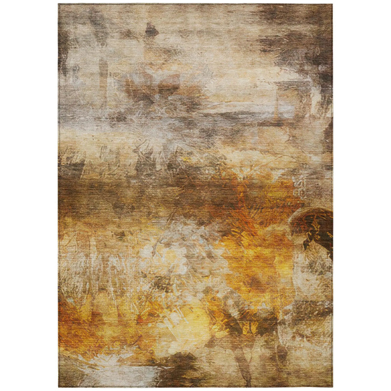 9' X 12' Brown And Beige Abstract Washable Indoor Outdoor Area Rug Homeroots Outdoor