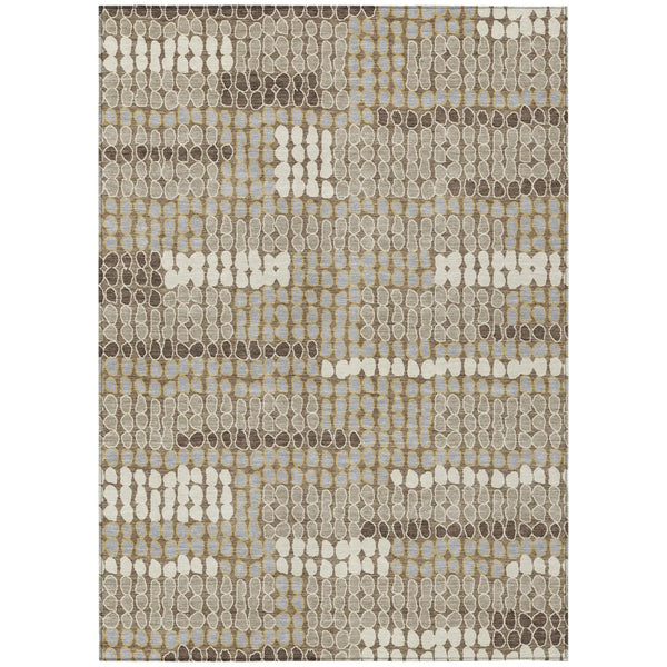 9' X 12' Brown And Beige Geometric Washable Indoor Outdoor Area Rug Homeroots Outdoor