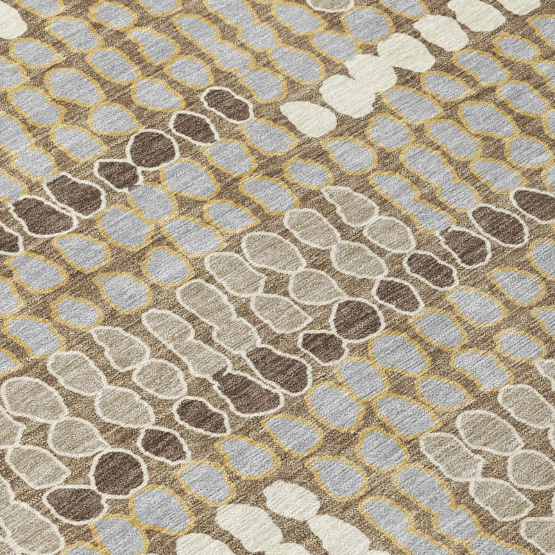 9' X 12' Brown And Beige Geometric Washable Indoor Outdoor Area Rug Homeroots Outdoor