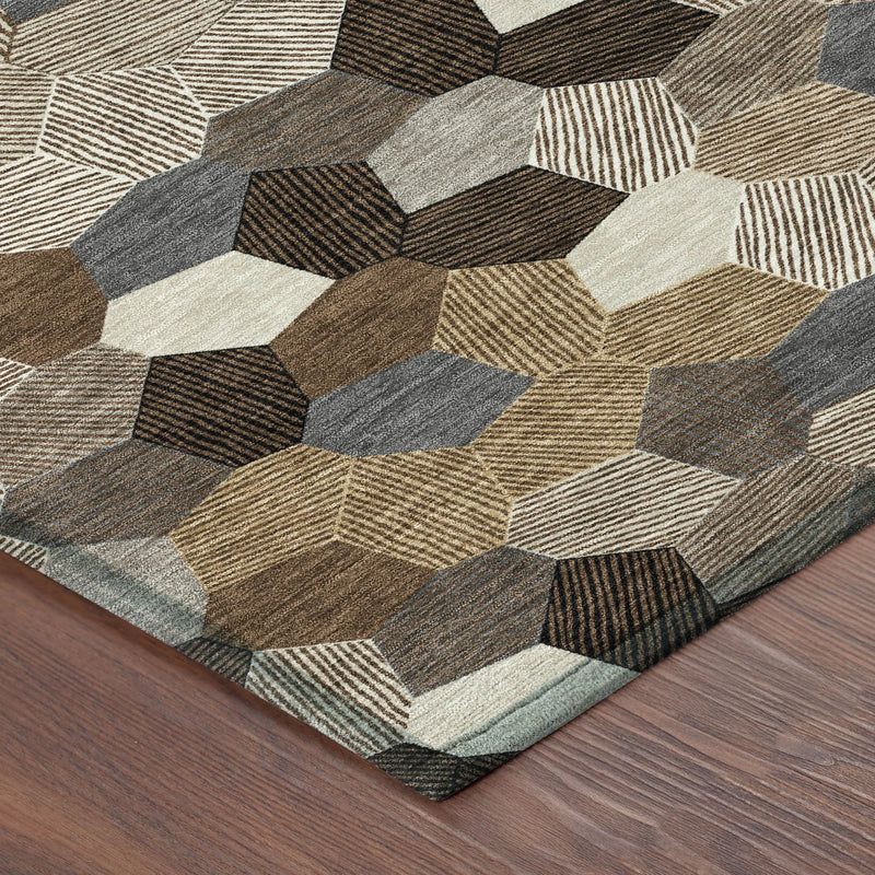 9' X 12' Brown And Beige Geometric Washable Indoor Outdoor Area Rug Homeroots Outdoor