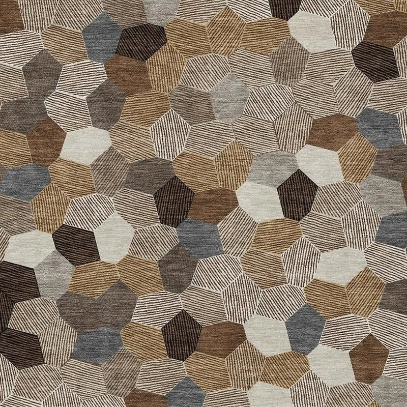 9' X 12' Brown And Beige Geometric Washable Indoor Outdoor Area Rug Homeroots Outdoor
