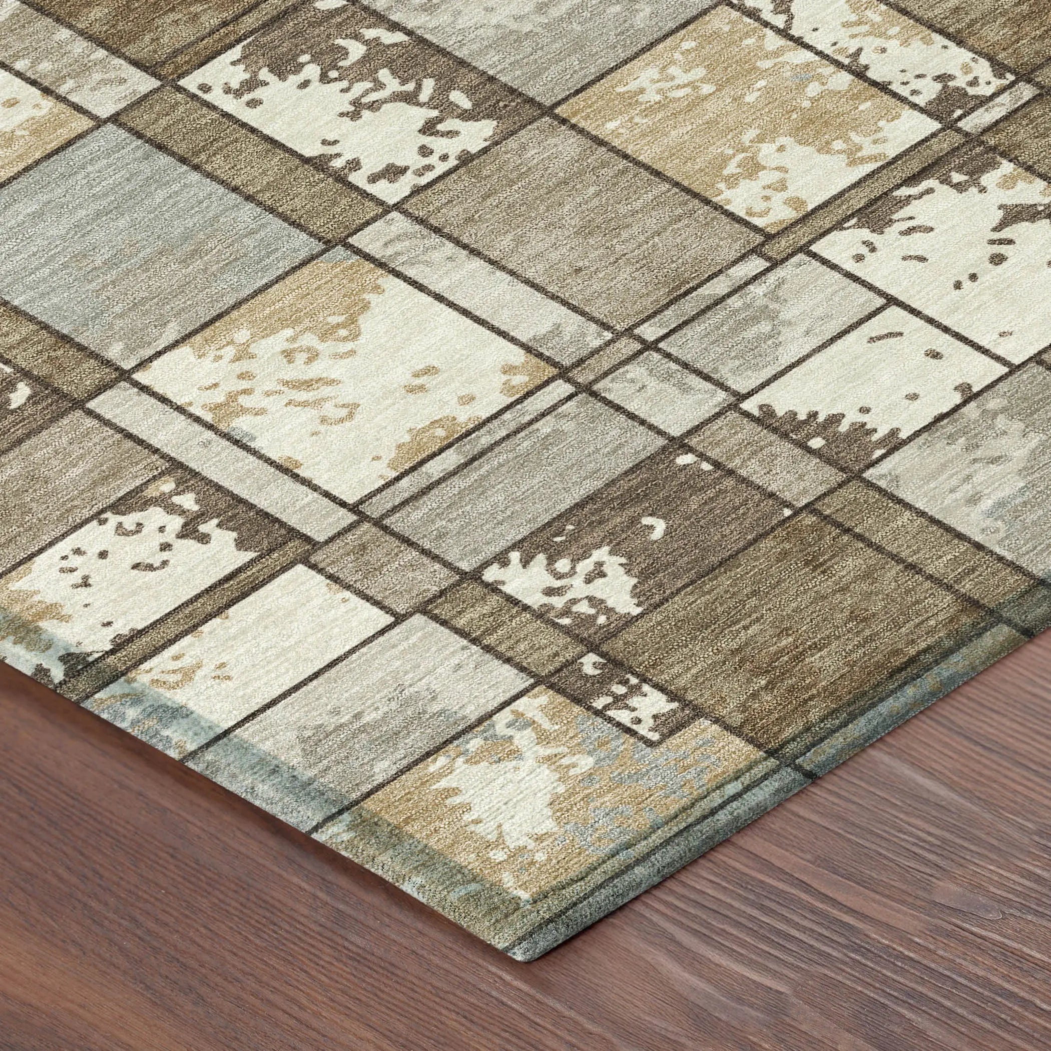 9' X 12' Brown And Beige Geometric Washable Indoor Outdoor Area Rug Homeroots Outdoor