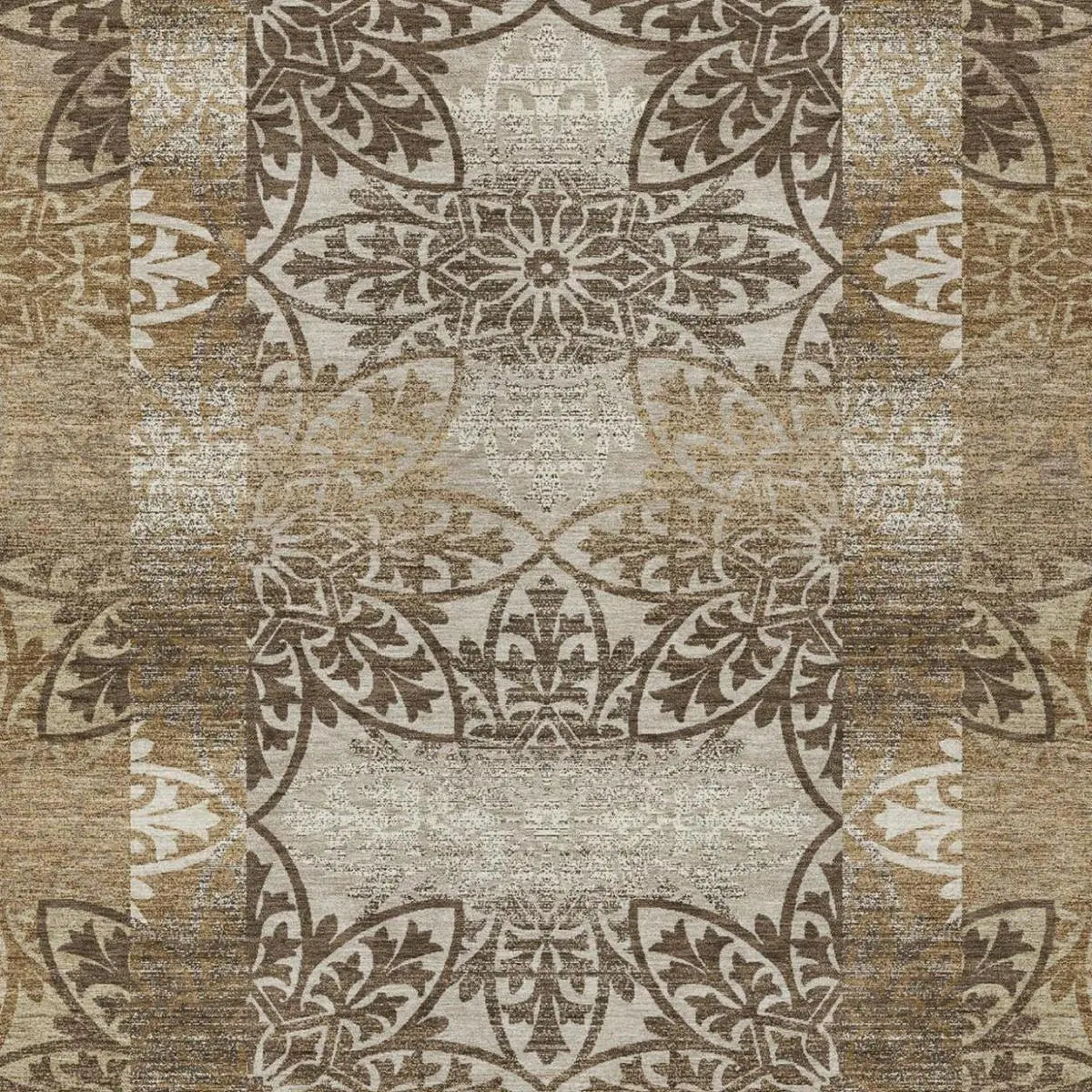 9' X 12' Brown And Beige Oriental Washable Indoor Outdoor Area Rug Homeroots Outdoor