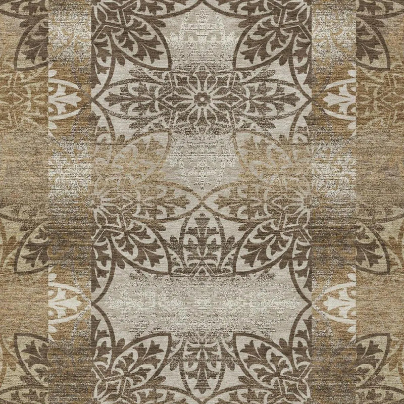 9' X 12' Brown And Beige Oriental Washable Indoor Outdoor Area Rug Homeroots Outdoor
